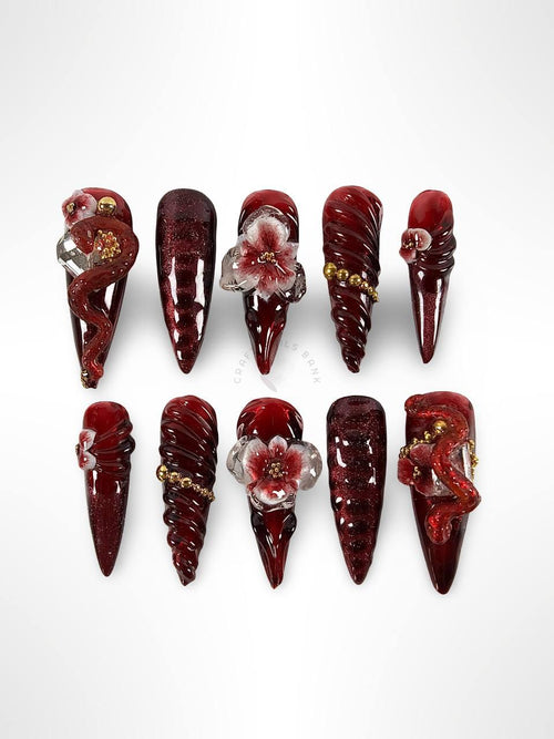Crimson Enchantment - Press On Nails