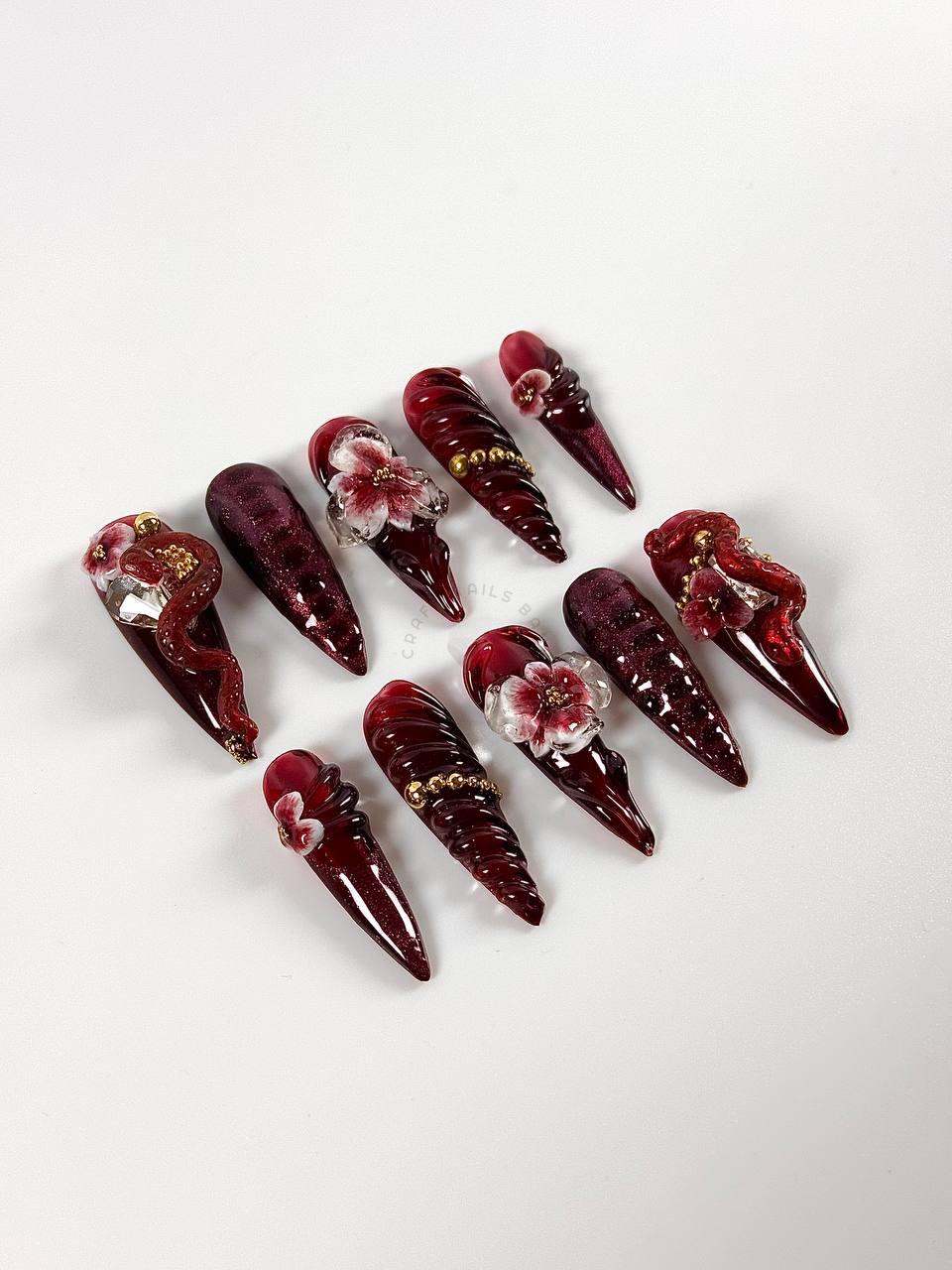 Crimson Enchantment - Press On Nails