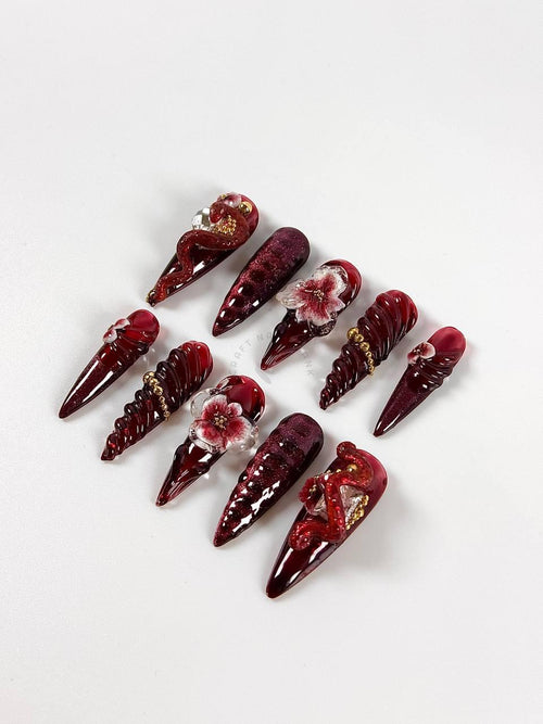 Crimson Enchantment - Press On Nails